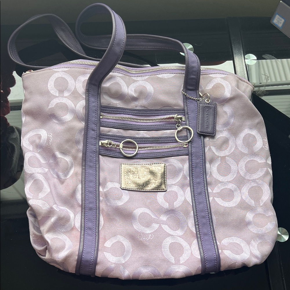 Coach Lavender and Light Pink Tote Bag